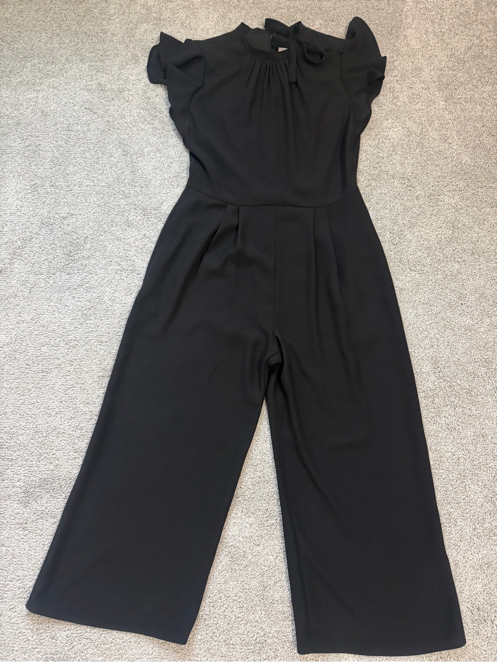 Black Ruffle-Sleeve Wide-Leg Jumpsuit - Elegant Women's Jumpsuit